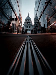 Preview wallpaper street, buildings, architecture, dome, asphalt