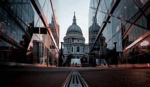 Preview wallpaper street, buildings, architecture, dome, asphalt