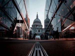 Preview wallpaper street, buildings, architecture, dome, asphalt