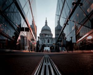 Preview wallpaper street, buildings, architecture, dome, asphalt