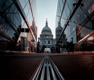 Preview wallpaper street, buildings, architecture, dome, asphalt