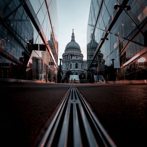 Preview wallpaper street, buildings, architecture, dome, asphalt