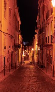 Preview wallpaper street, buildings, architecture, city, old, night