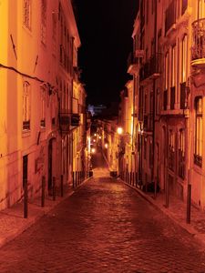 Preview wallpaper street, buildings, architecture, city, old, night