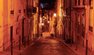 Preview wallpaper street, buildings, architecture, city, old, night