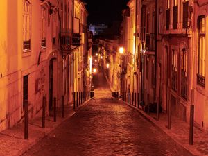 Preview wallpaper street, buildings, architecture, city, old, night