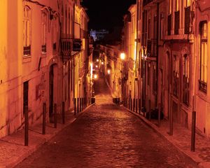 Preview wallpaper street, buildings, architecture, city, old, night