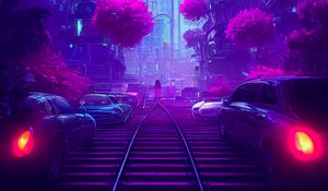 Preview wallpaper street, buildings, cars, city, art
