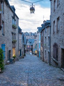 Preview wallpaper street, buildings, houses, city, twilight