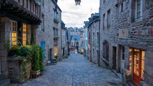 Preview wallpaper street, buildings, houses, city, twilight