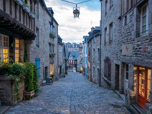 Preview wallpaper street, buildings, houses, city, twilight