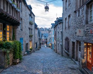 Preview wallpaper street, buildings, houses, city, twilight