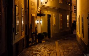 Preview wallpaper street, buildings, lantern, light, twilight