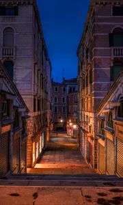 Preview wallpaper street, buildings, lights, night, dark