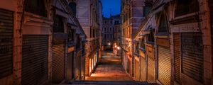 Preview wallpaper street, buildings, lights, night, dark