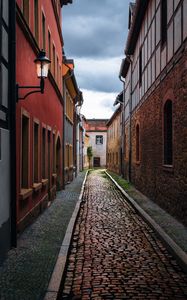 Preview wallpaper street, buildings, paving stones, architecture