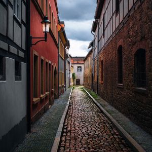 Preview wallpaper street, buildings, paving stones, architecture