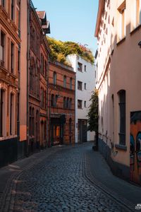 Preview wallpaper street, buildings, paving stones, architecture, flashlight