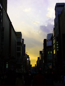 Preview wallpaper street, buildings, people, evening