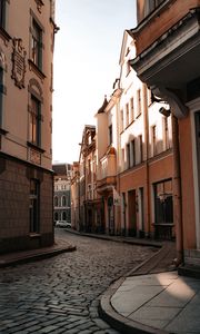 Preview wallpaper street, buildings, road, courtyard