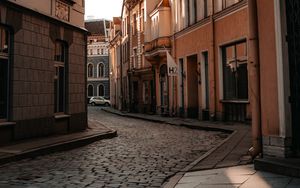 Preview wallpaper street, buildings, road, courtyard