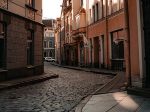 Preview wallpaper street, buildings, road, courtyard