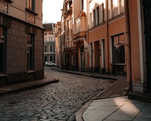 Preview wallpaper street, buildings, road, courtyard