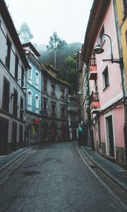 Preview wallpaper street, buildings, turn, cudillero, spain