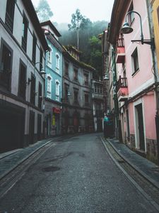 Preview wallpaper street, buildings, turn, cudillero, spain