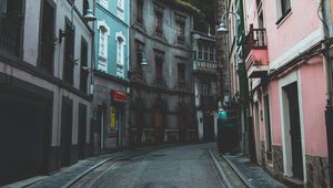 Preview wallpaper street, buildings, turn, cudillero, spain