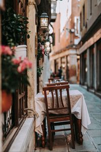 Preview wallpaper street, cafe, lantern, table, chairs