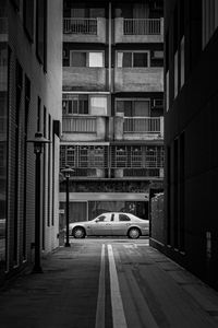 Preview wallpaper street, car, city, bw