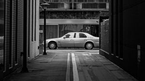 Preview wallpaper street, car, city, bw