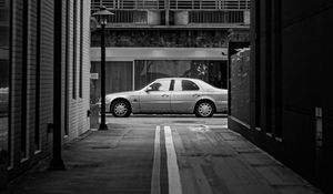 Preview wallpaper street, car, city, bw