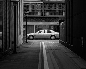 Preview wallpaper street, car, city, bw