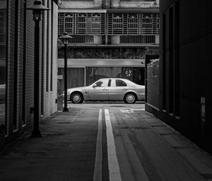 Preview wallpaper street, car, city, bw