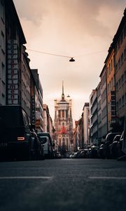 Preview wallpaper street, cars, buildings, road, city