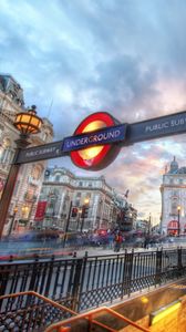 Preview wallpaper street cars, street, city, people, windows, subway, signs, houses, london
