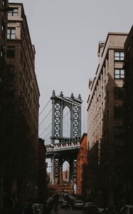 Preview wallpaper street, city, architecture, buildings, bridge