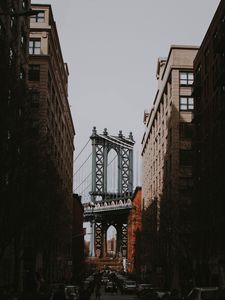 Preview wallpaper street, city, architecture, buildings, bridge