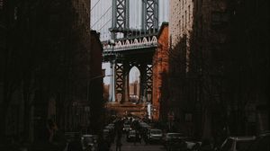 Preview wallpaper street, city, architecture, buildings, bridge