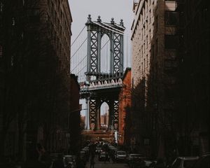 Preview wallpaper street, city, architecture, buildings, bridge