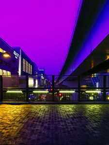 Preview wallpaper street, city, buildings, evening, lights