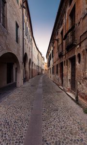 Preview wallpaper street, city, buildings, road, facade