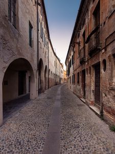 Preview wallpaper street, city, buildings, road, facade