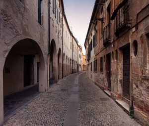 Preview wallpaper street, city, buildings, road, facade