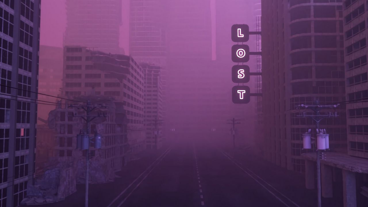 Wallpaper street, city, fog, lost