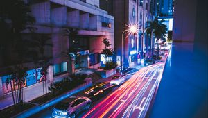 Preview wallpaper street, city, night, cars