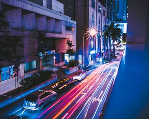 Preview wallpaper street, city, night, cars