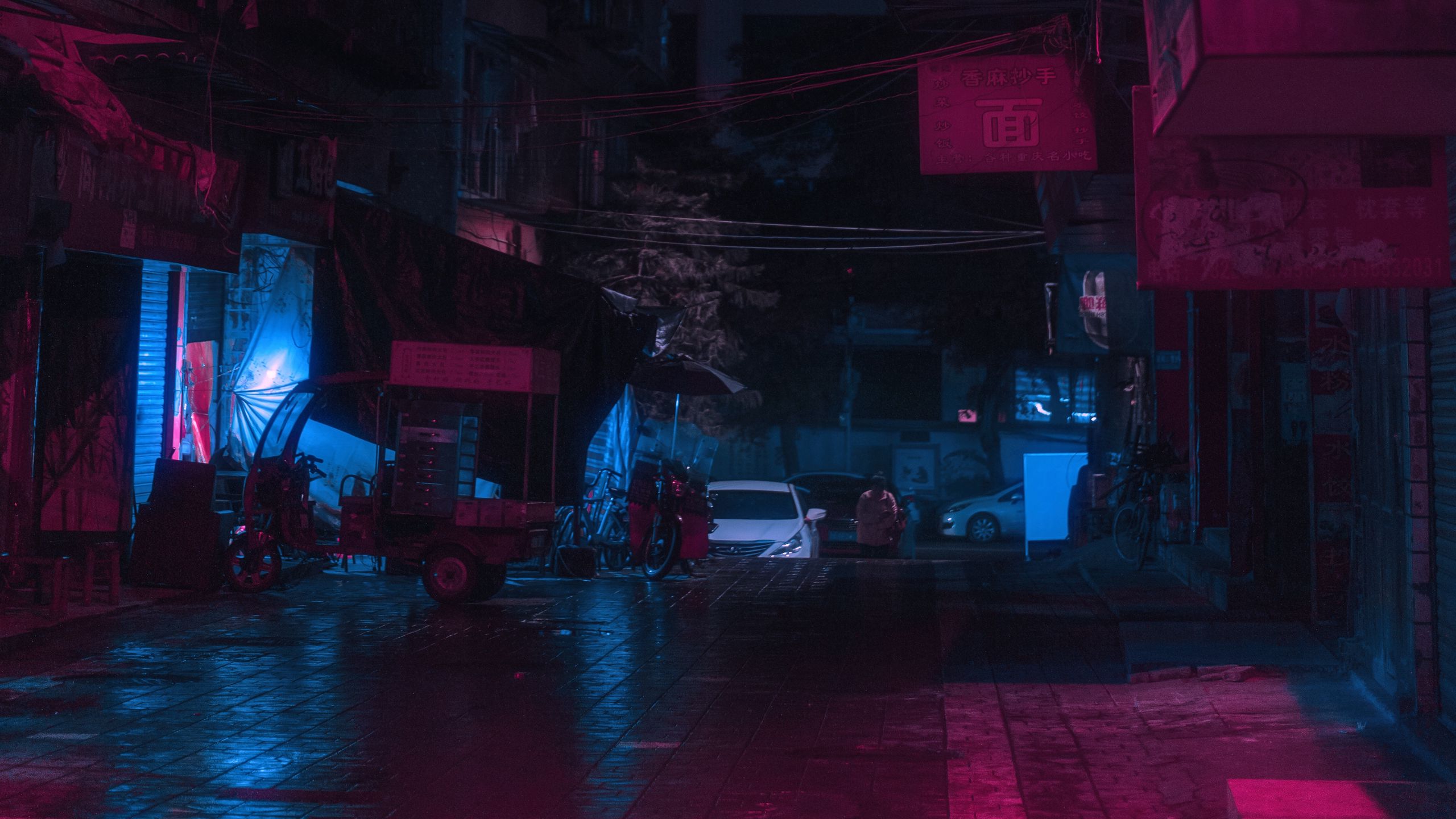 Download wallpaper 2560x1440 street, city, night, neon, light ...